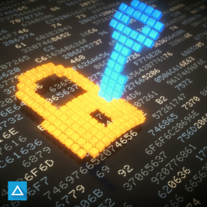 Digital of a padlock and key to show the importance of encryption